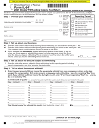 Form IL-941 Illinois Withholding Income Tax Return - Illinois