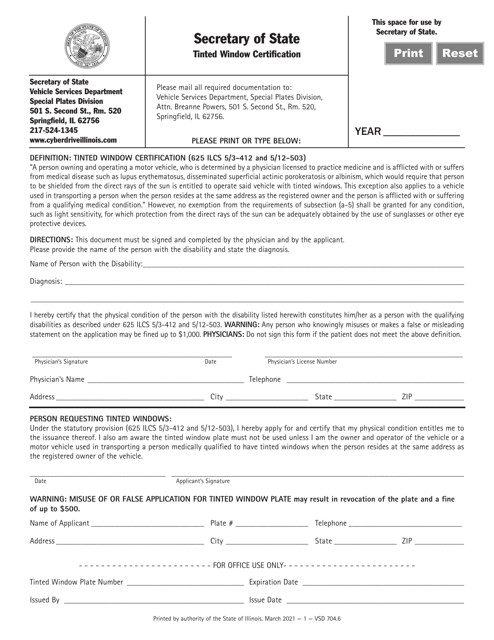 Form VSD704  Printable Pdf