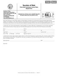 Document preview: Form VSD877 Prince Hall Freemasonry License Plates Request Form - Illinois