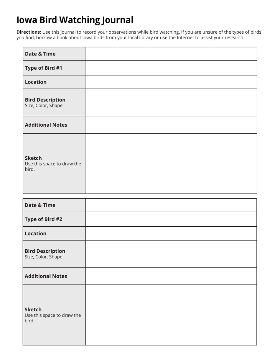 Iowa Bird Watching Journal - Iowa, Page 3