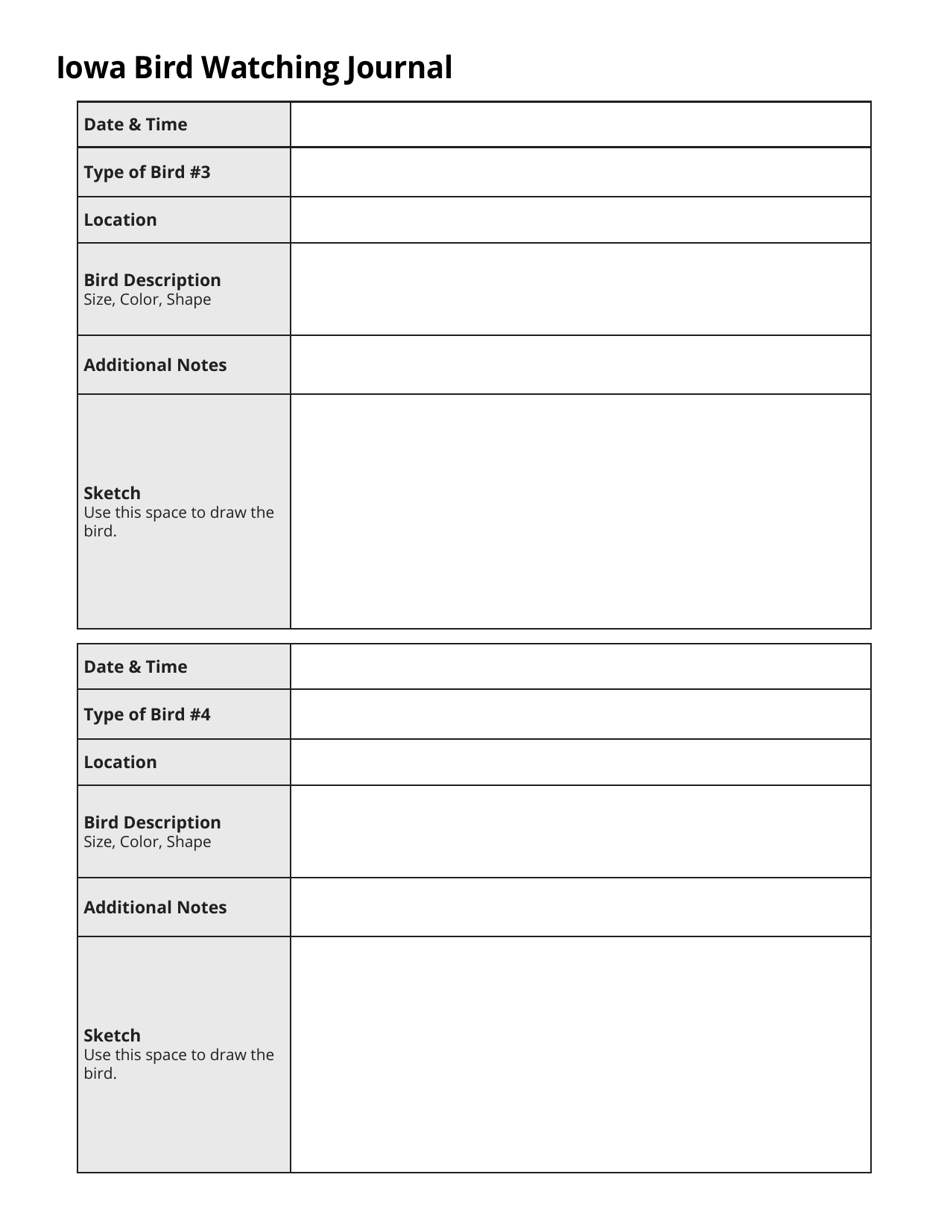 Iowa Bird Watching Journal - Iowa, Page 4