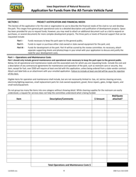 DNR Form 542-0199 Application for Funds From the All-terrain Vehicle Fund - Iowa, Page 4