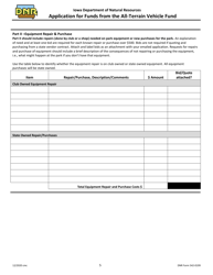 DNR Form 542-0199 Application for Funds From the All-terrain Vehicle Fund - Iowa, Page 5