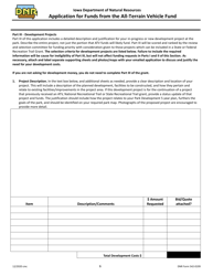 DNR Form 542-0199 Application for Funds From the All-terrain Vehicle Fund - Iowa, Page 6