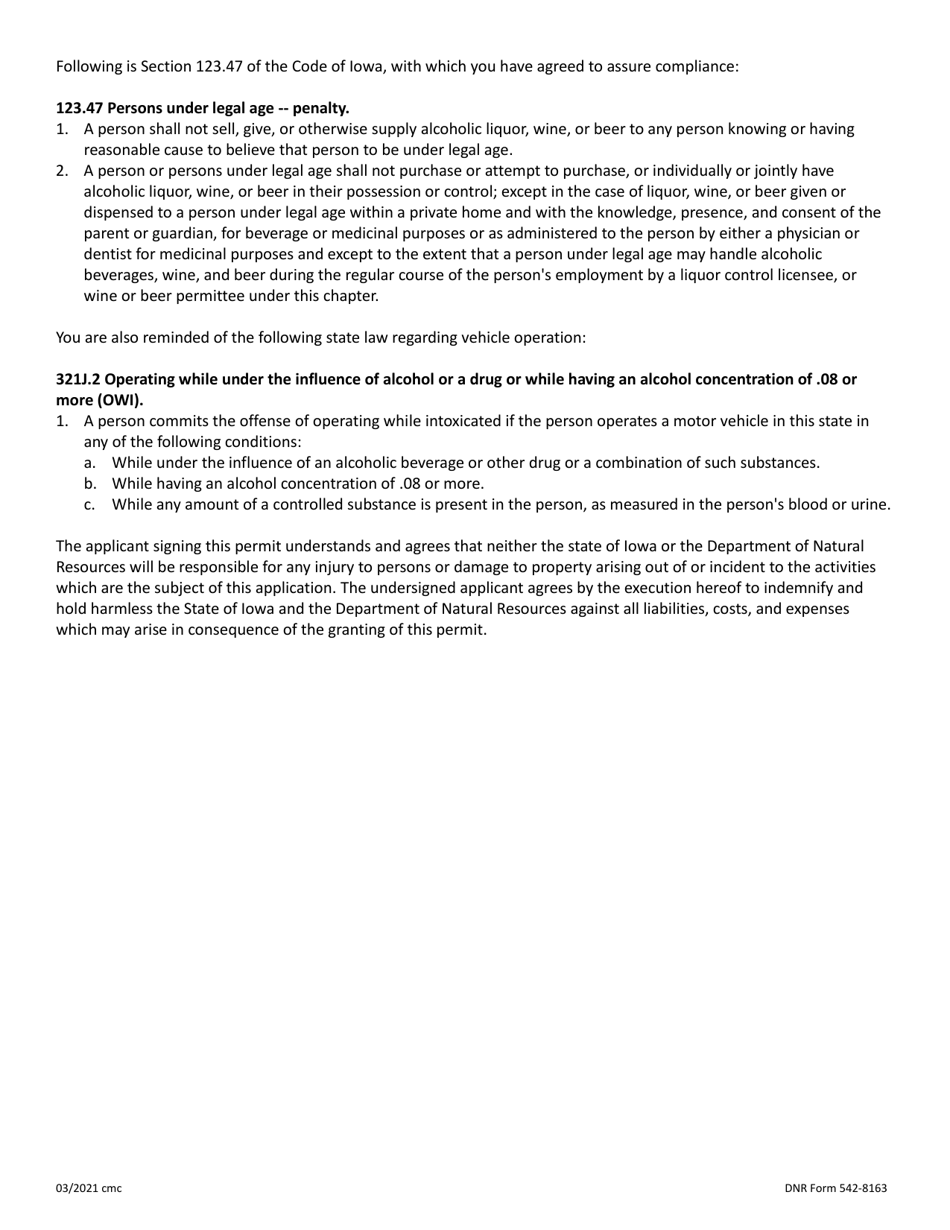 DNR Form 542-8163 Responsibility Agreement / Keg Permit - Iowa, Page 3