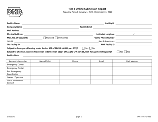 Document preview: DNR Form 542-0052 Tier 2 Online Submission Report - Iowa, 2020
