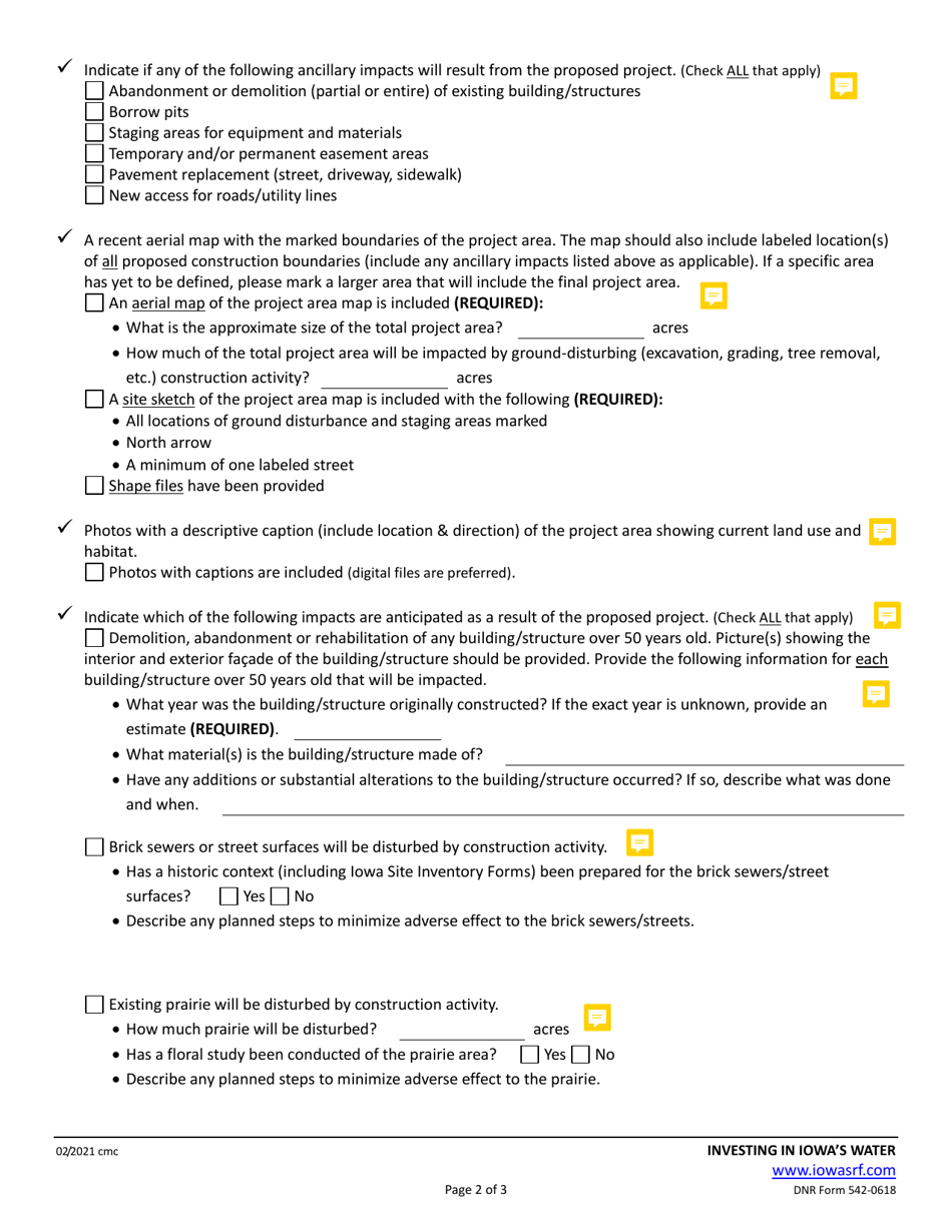 DNR Form 542-0618 Srf Environmental Review Checklist - Iowa, Page 2