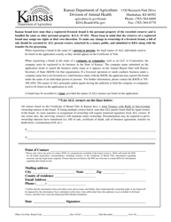 Application for Livestock Brand Registration - Kansas, Page 2