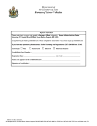 Form MVD-351 Application for Experimental Motor Vehicle - Maine, Page 2