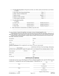 Form CC-DC-092 Request for Waiver of Prepaid Appellate Costs - Maryland, Page 2