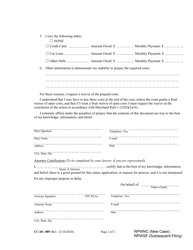 Form CC-DC-089 Request for Waiver of Prepaid Costs - Maryland, Page 2