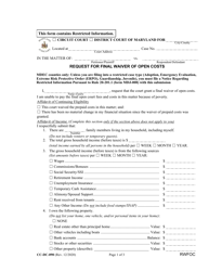 Form CC-DC-090 Request for Final Waiver of Open Costs - Maryland