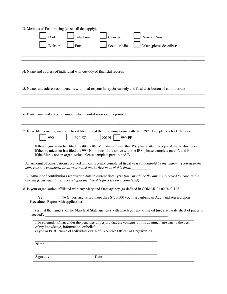 Exempt Organization Fund-Raising Notice - Maryland, Page 5