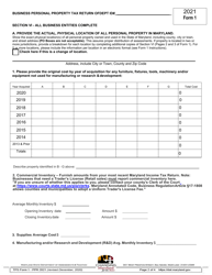 Form 1 Business Personal Property Tax Return - Maryland, Page 2