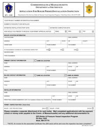 Form BPV-030B Application for Boiler Permit/Installation Inspection - Massachusetts