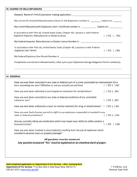 Form FP-078 Application for License to Sell Explosives - Massachusetts, Page 2