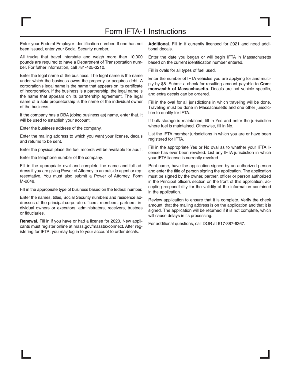 Form IFTA-1 International Fuel Tax Agreement Massachusetts License Application - Massachusetts, Page 3