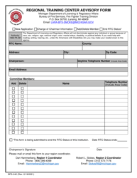 Document preview: Form BFS-242 Regional Training Center Advisory Form - Michigan