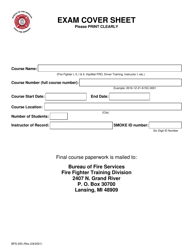 Document preview: Form BFS-250 Exam Cover Sheet - Michigan