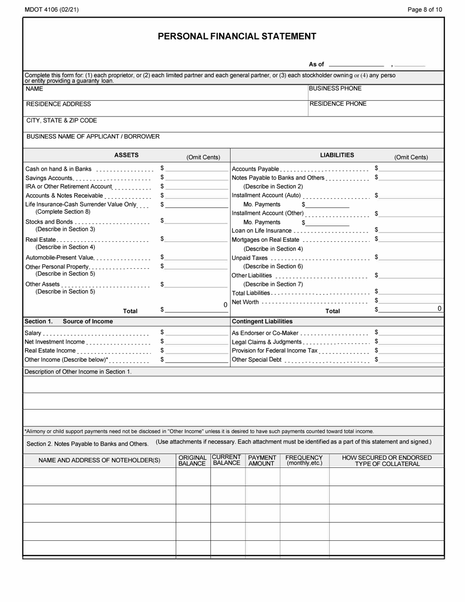 Form MDOT4106 Small Business Program Application - Michigan, Page 8