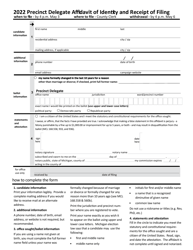 Document preview: Precinct Delegate Affidavit of Identity and Receipt of Filing - Michigan, 2022
