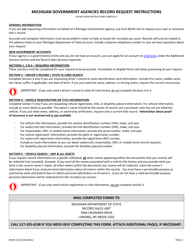Form BDVR-155 &quot;Record Request for Michigan Government Agencies&quot; - Michigan, Page 3