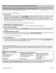 Form A-226 Michigan Department of State Refund Request Form - Michigan, Page 2