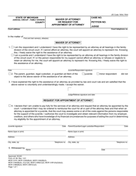 Form JC06 &quot;Waiver of Attorney or Request for Appointment of Attorney&quot; - Michigan