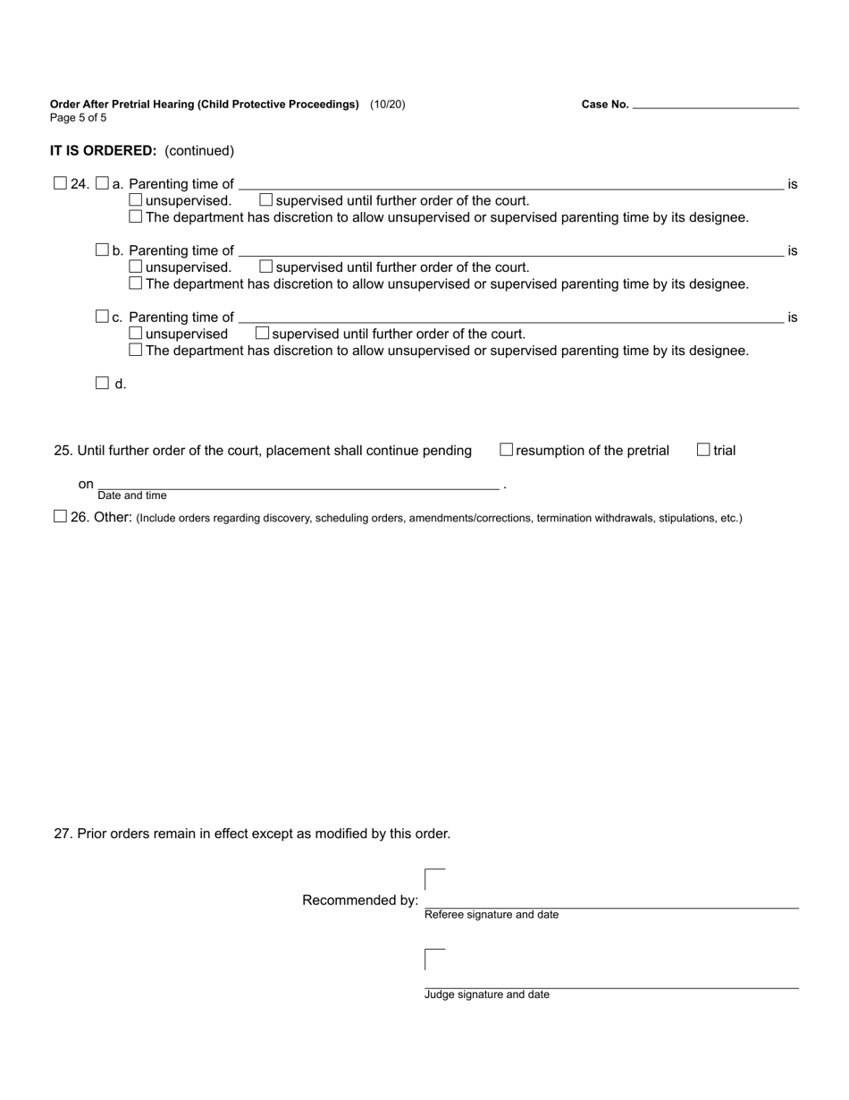 Form JC11B Order After Pretrial Hearing (Child Protective Proceedings) - Michigan, Page 5