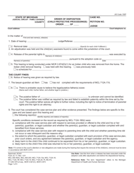 Form JC17 Order of Disposition (Child Protective Proceedings) - Michigan