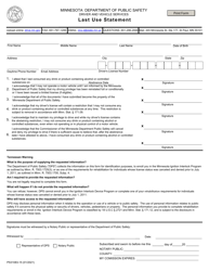 Document preview: Form PS31083-15 Last Use Statement - Minnesota