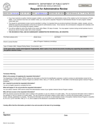Form PS31211 &quot;Request for Administrative Review&quot; - Minnesota