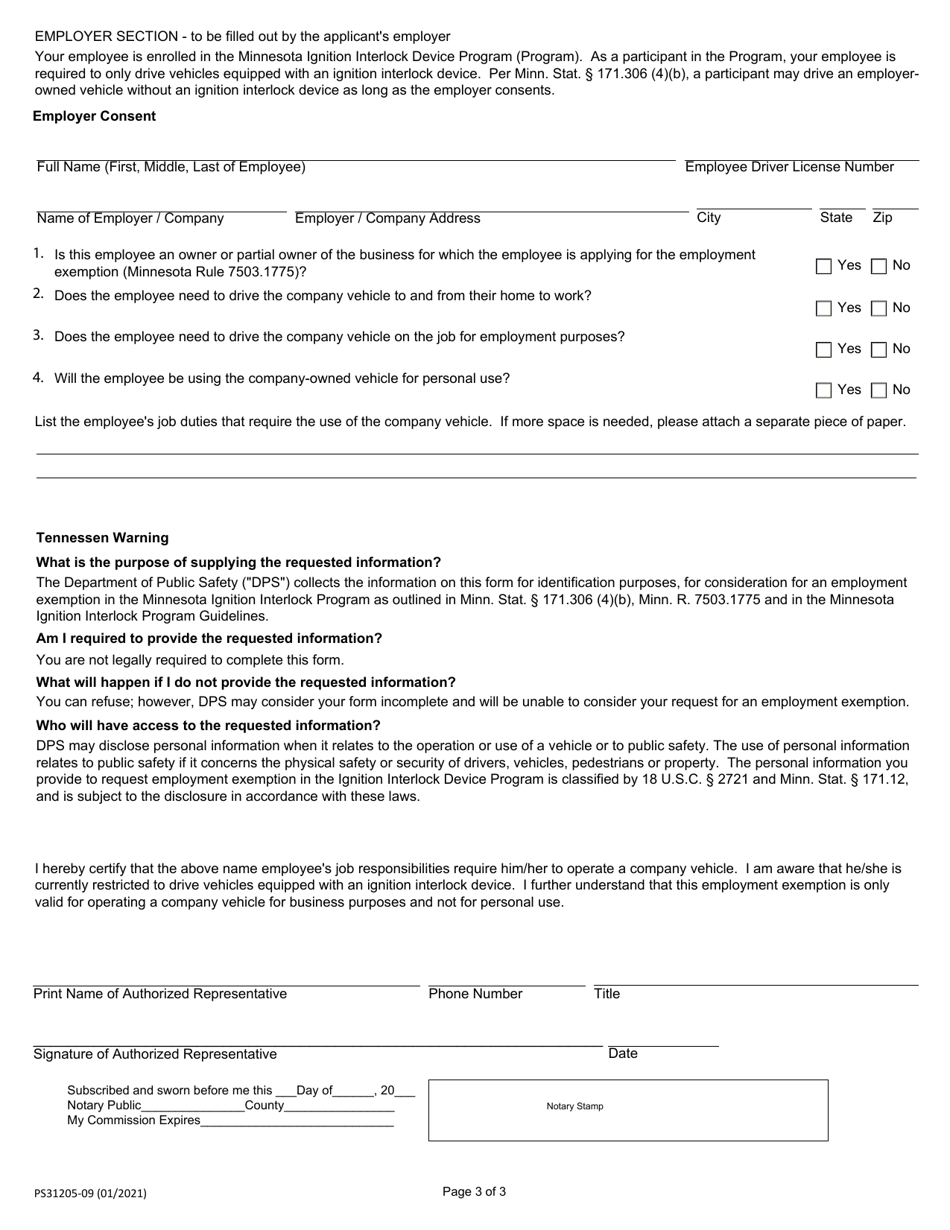 Form PS31205 Download Fillable PDF or Fill Online Ignition Interlock ...