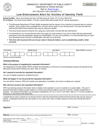 Document preview: Form PS31300 Law Enforcement Alert for Victims of Identity Theft - Minnesota