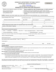 Form PS2503 &quot;Minnesota Crash Record Request&quot; - Minnesota