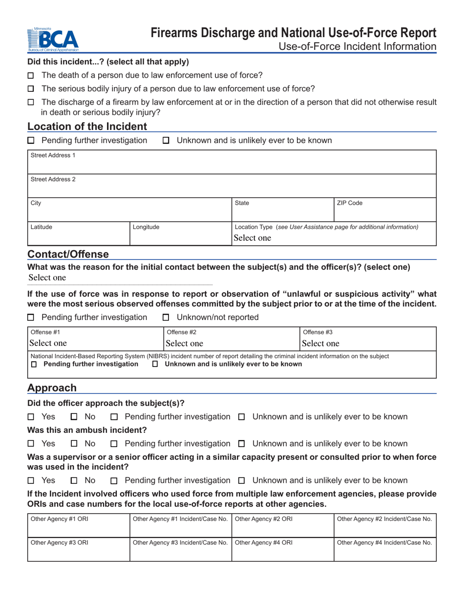 Form MNJIS-F-5010 Firearms Discharge and National Use-Of-Force Report - Minnesota, Page 4