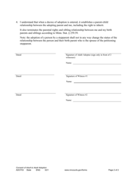 Form ADO703 Consent of Adult to Adult Adoption - Minnesota, Page 2