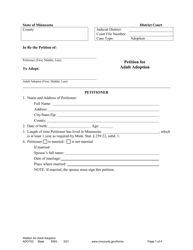 Document preview: Form ADO702 Petition for Adult Adoption - Minnesota