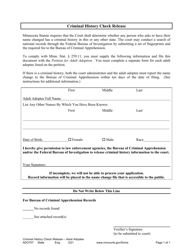 Document preview: Form ADO707 Criminal History Check Release - Adult Adoptee - Minnesota