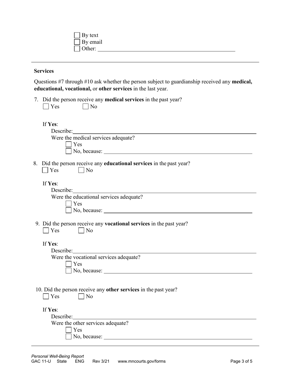 Form GAC11-U Download Printable PDF or Fill Online Personal Well-Being ...