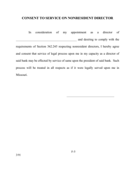 Document preview: Form F-5 Consent to Service on Nonresident Director - Missouri