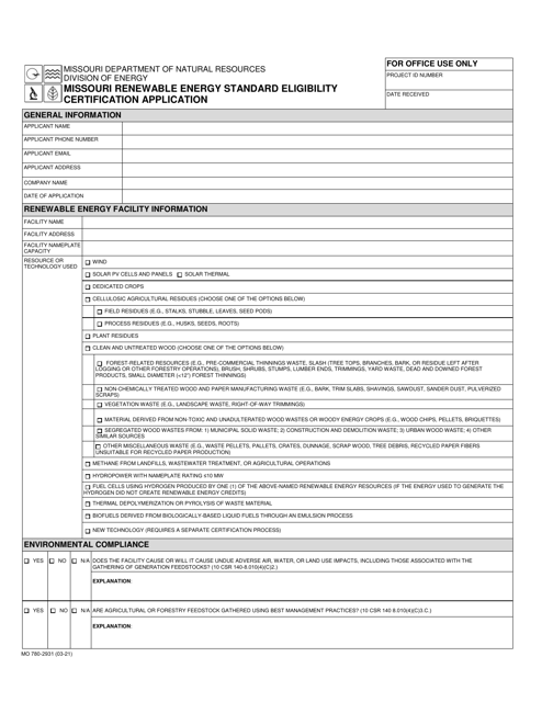 Form MO780-2931  Printable Pdf