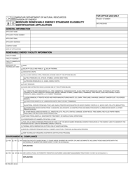 Form MO780-2931 Missouri Renewable Energy Standard Eligibility Certification Application - Missouri