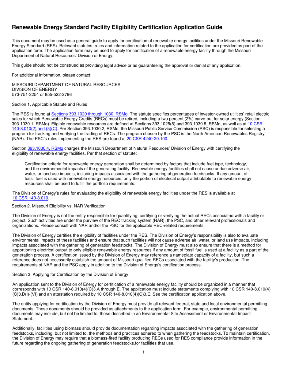 Form MO780-2931 Missouri Renewable Energy Standard Eligibility Certification Application - Missouri, Page 4