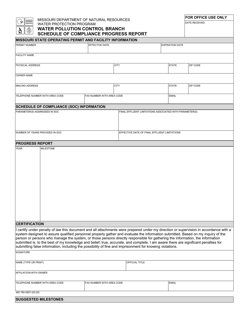 Form MO780-2907 Schedule of Compliance Progress Report - Missouri, Page 1