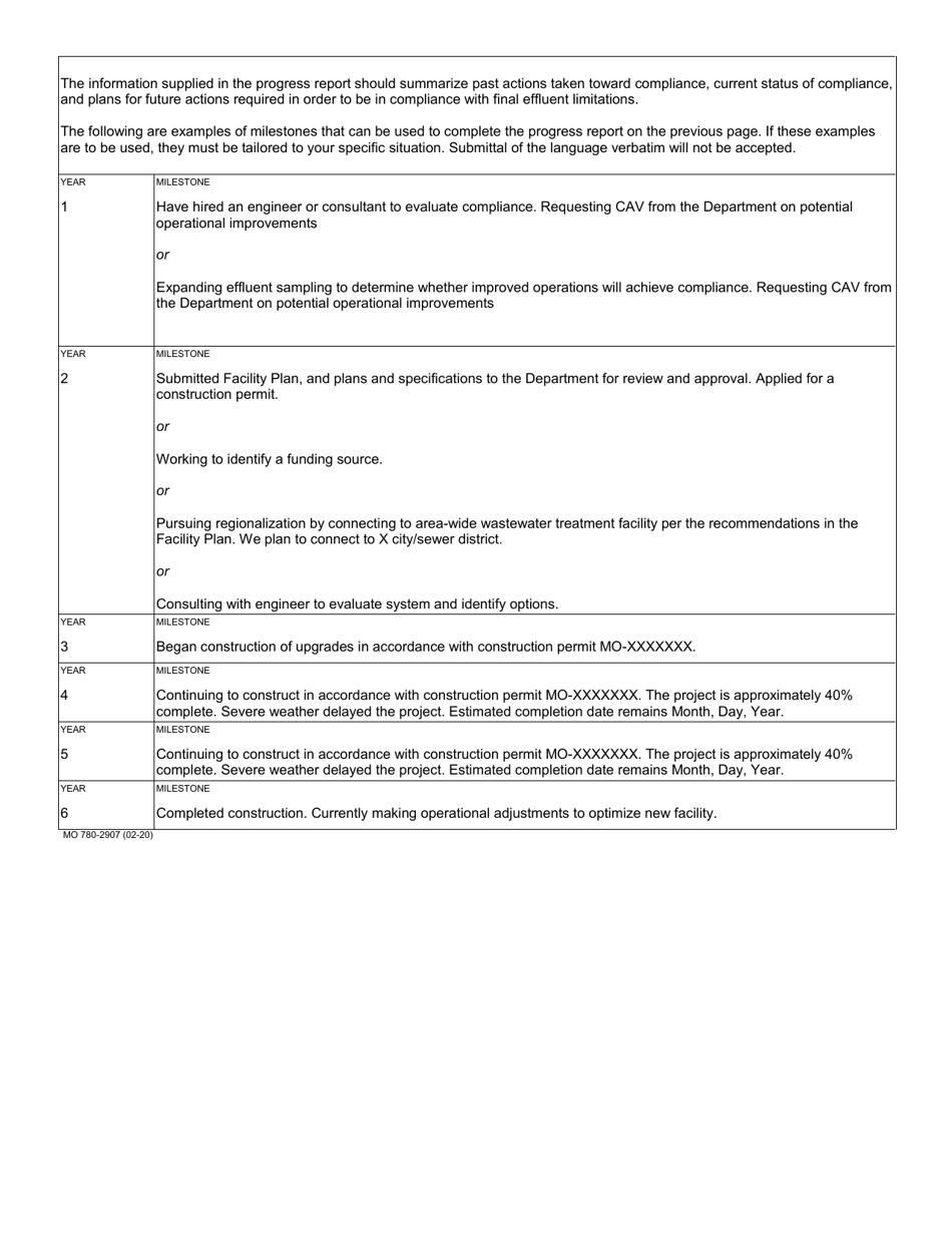 Form MO780-2907 Schedule of Compliance Progress Report - Missouri, Page 2