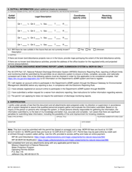 Form G (MO780-1408) Application for Land Disturbance Stormwater General Permit (Mor100 and Mora) - Missouri, Page 2