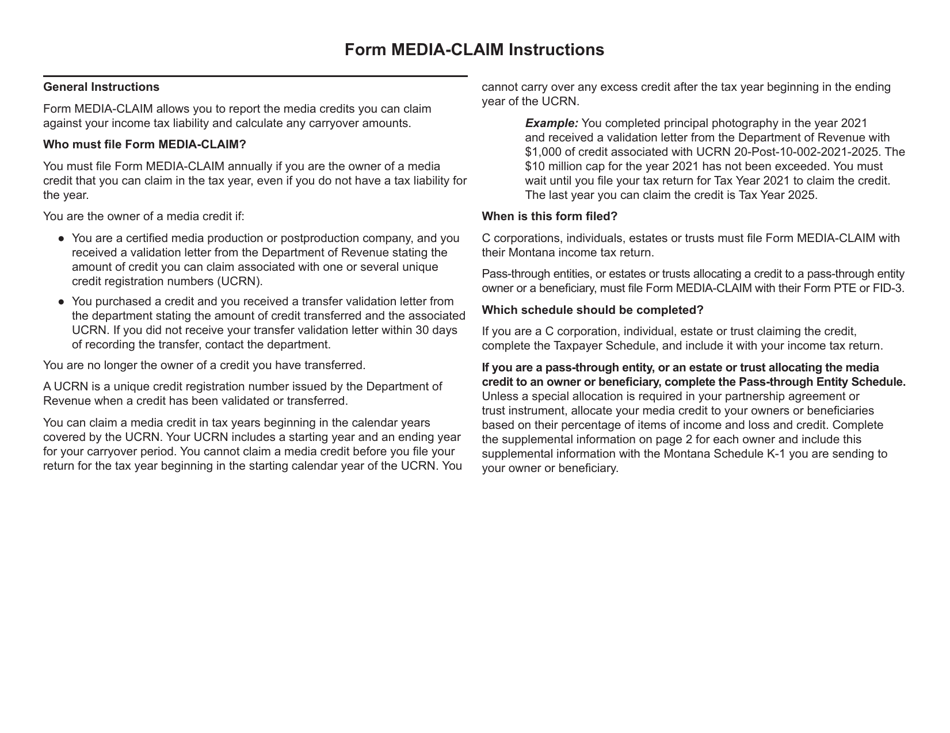 Form MEDIA-CLAIM Media Credit Claim - Montana, Page 3