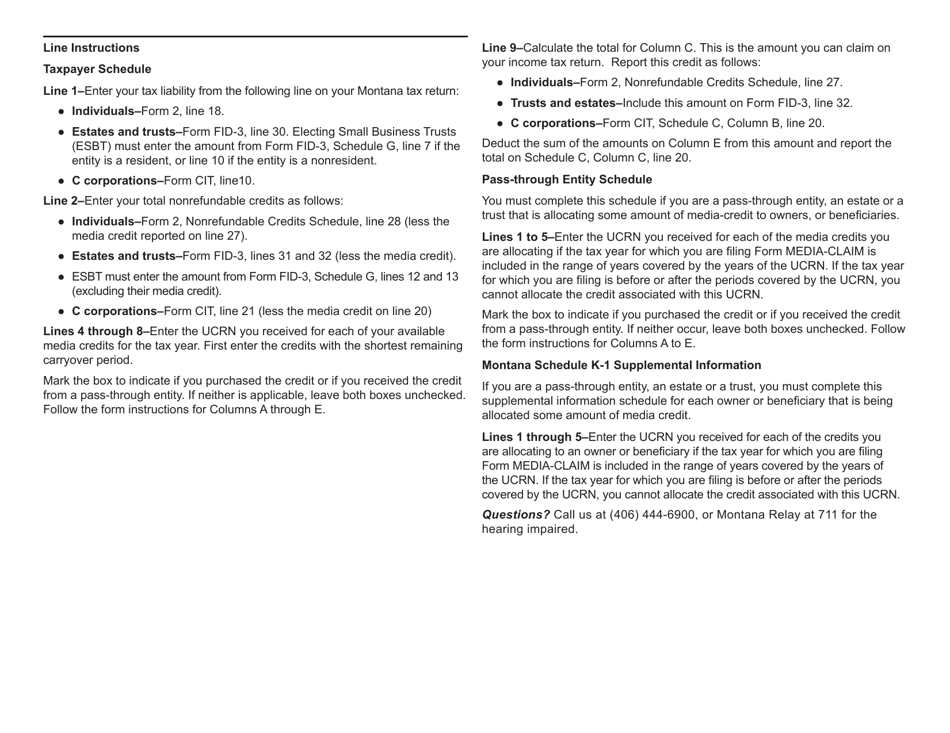 Form MEDIA-CLAIM Media Credit Claim - Montana, Page 4