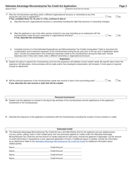 Nebraska Advantage Microenterprise Tax Credit Act Application - Nebraska, Page 2